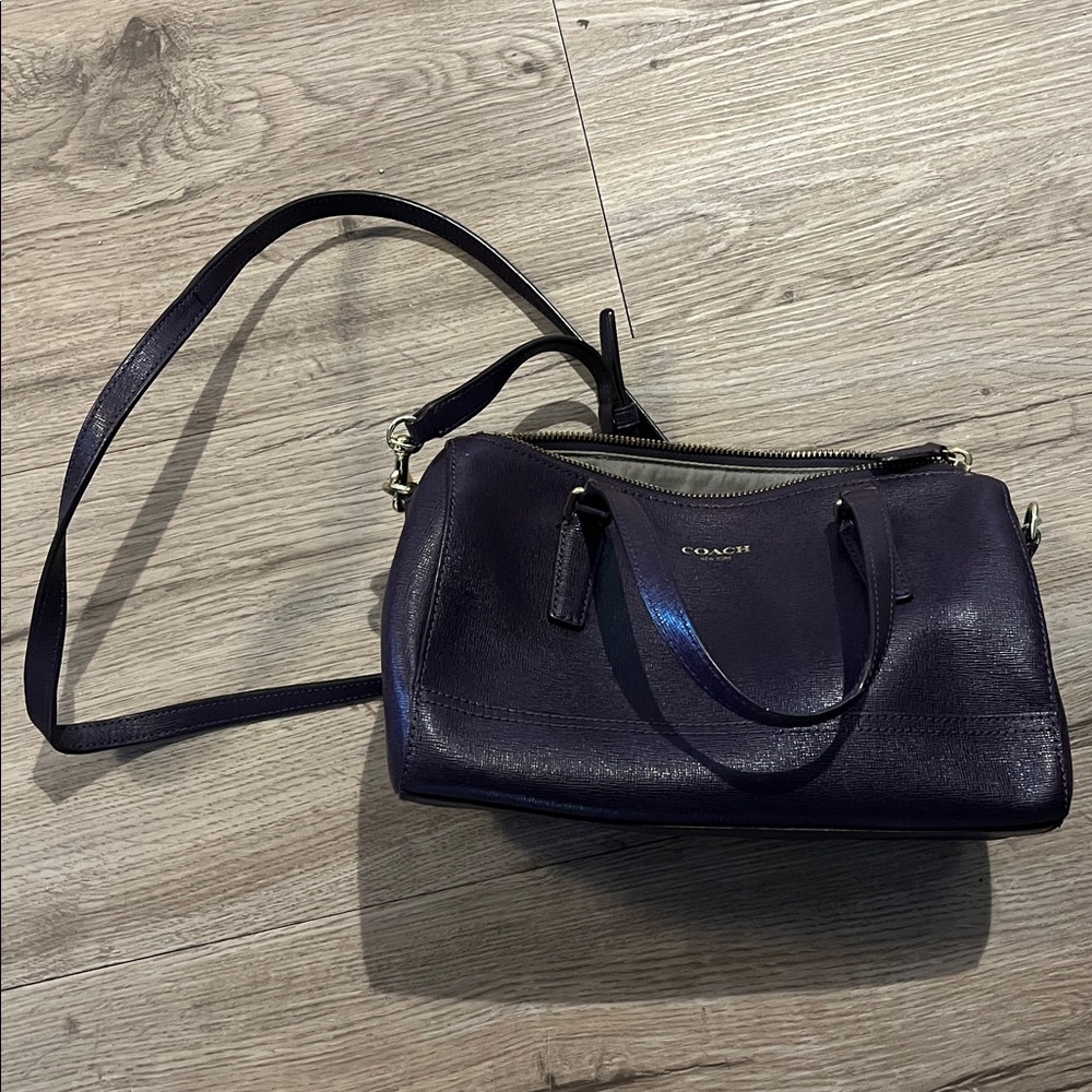 Coach Dark Purple Leather Satchel
